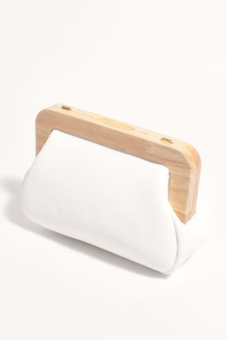 Kimmi Timber Frame Clutch - White