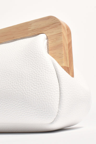Kimmi Timber Frame Clutch - White