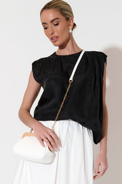 Kimmi Timber Frame Clutch - White