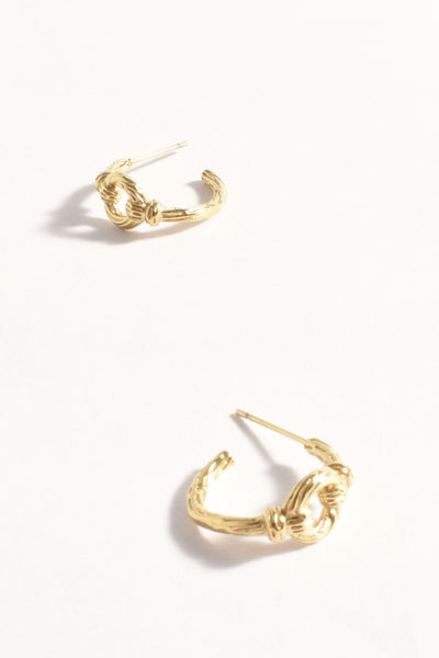 Knotted Rope Look Hook Earrings - Gold