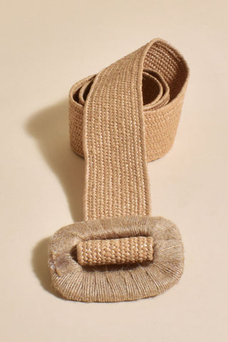 Kylie Stretch Jute Buckle Belt - Natural