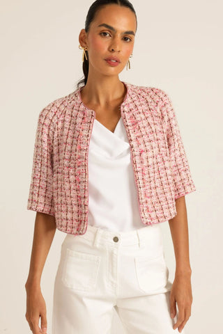 La Rose Jacket - Pink White Tweed