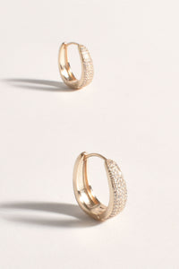 Lane Curved Diamante Hoops - Gold Crystal