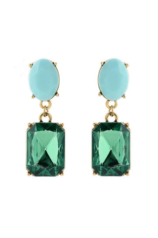 Leighton Crystal Drop Earrings - Aqua Green