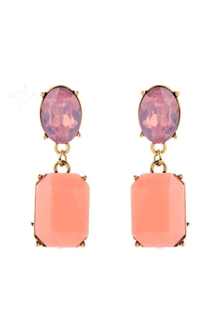 Leighton Crystal Drop Earrings - Coral