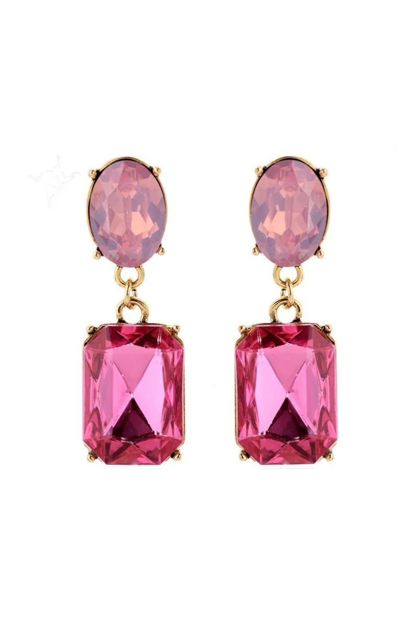 Leighton Crystal Drop Earrings - Pink