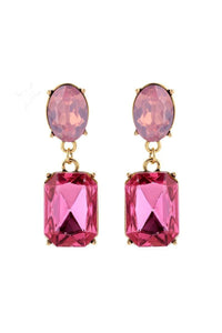 Leighton Crystal Drop Earrings - Pink
