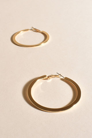 Lexi Flat Midi Hoops - Gold