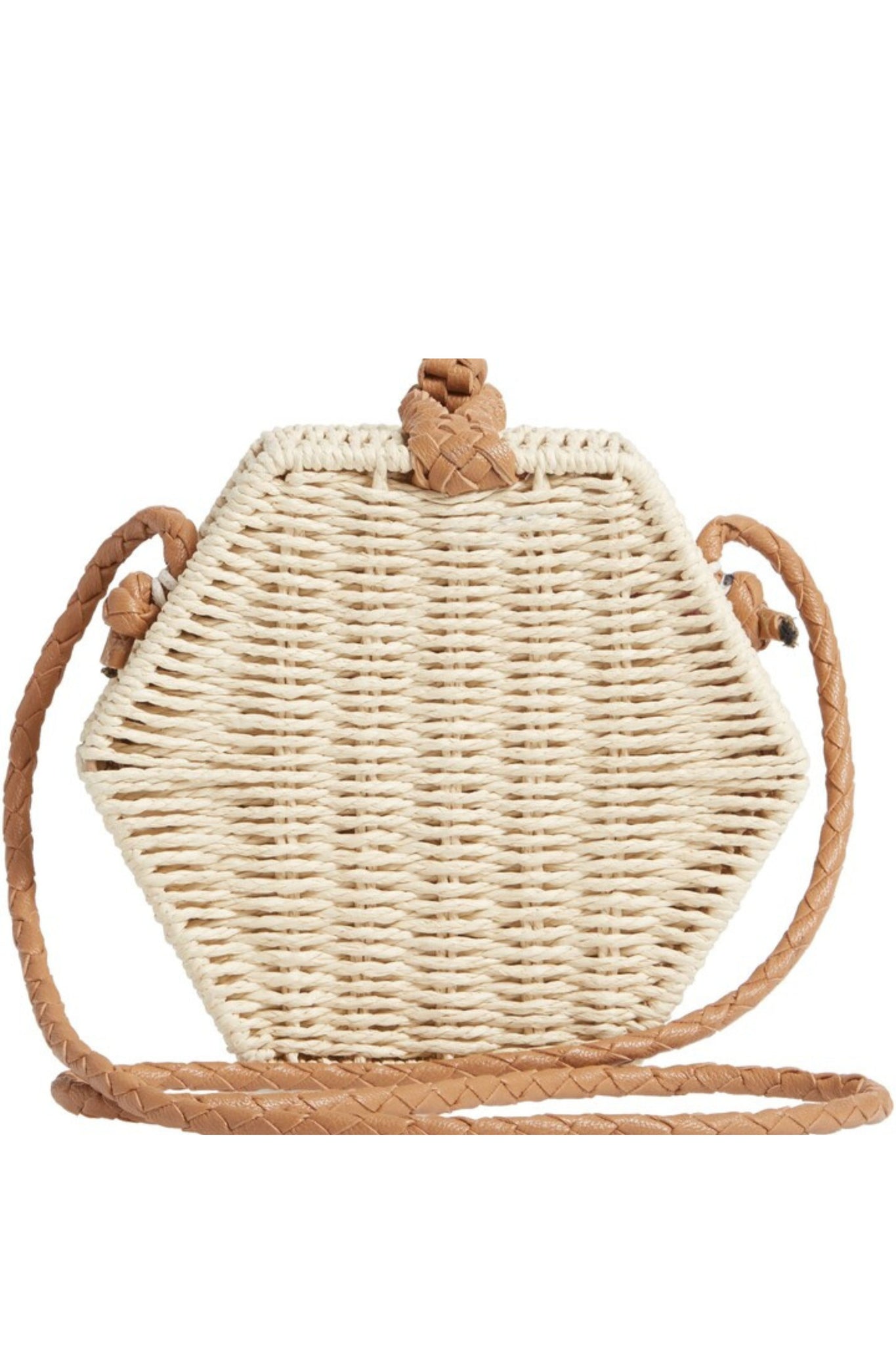 Lexi Woven Hexagonal Bag - Rattan