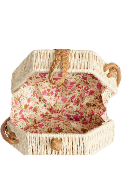 Lexi Woven Hexagonal Bag - Rattan