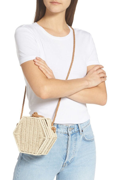 Lexi Woven Hexagonal Bag - Rattan