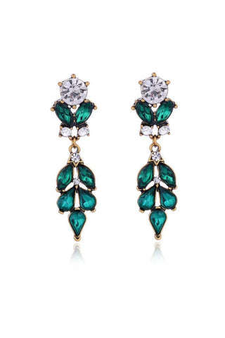 Lily Crystal Drop Event Earrings - Emerald Green