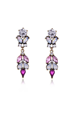 Lily Crystal Drop Event Earrings - Fuchsia Pink