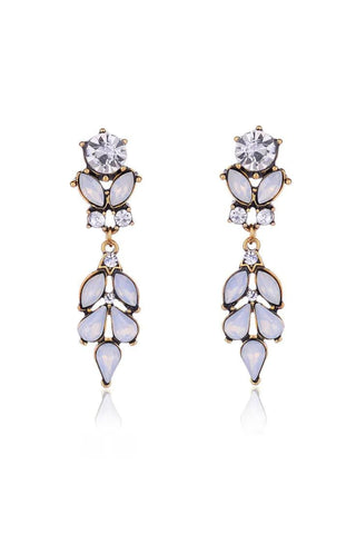 Lily Crystal Drop Event Earrings - Opaque White