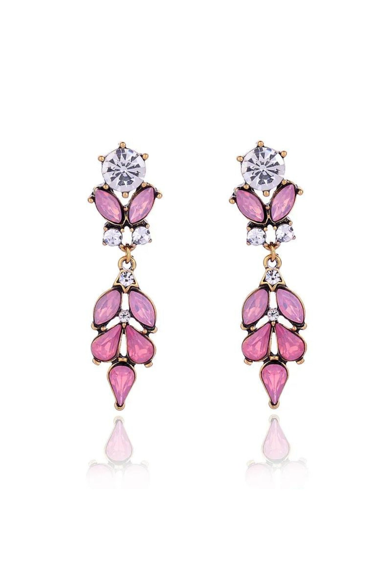 Lily Crystal Drop Event Earrings - Pale Pink