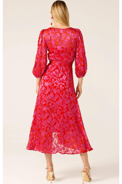 Lily Fire Wrap Dress - Red Pink Floral