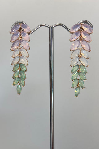 Lina Crystal Event Earrings - Pink Mint