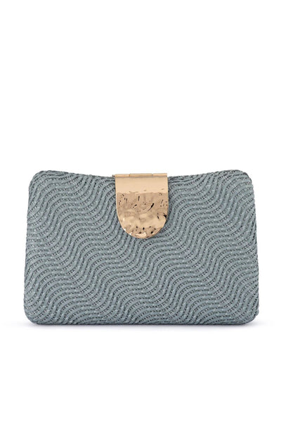 Lindy Woven Clutch - Blue
