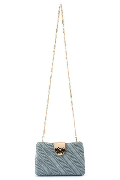 Lindy Woven Clutch - Blue