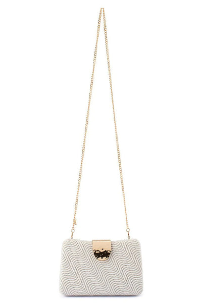 Lindy Woven Clutch - White
