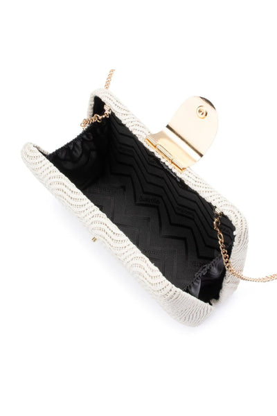 Lindy Woven Clutch - White