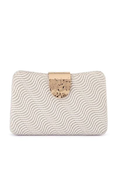 Lindy Woven Clutch - White
