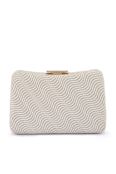 Lindy Woven Clutch - White