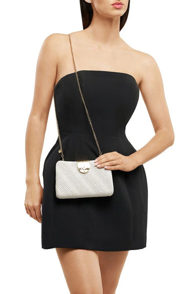 Lindy Woven Clutch - White