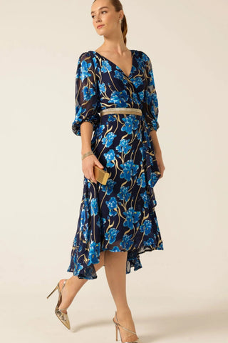 Linnee Wrap Midi Dress - Blue Iris