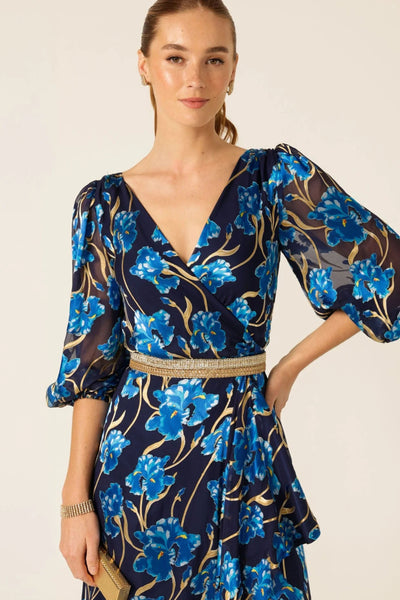 Linnee Wrap Midi Dress - Blue Iris