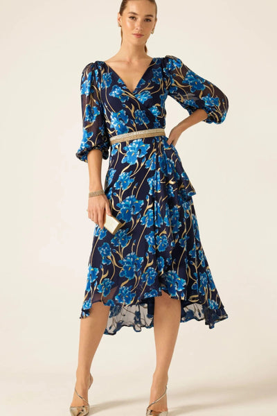 Linnee Wrap Midi Dress - Blue Iris