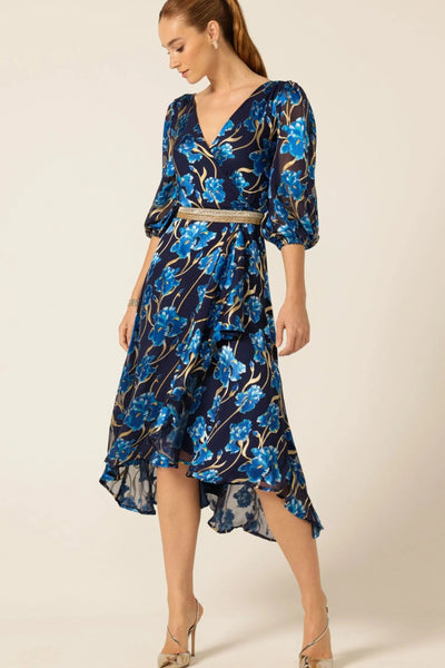 Linnee Wrap Midi Dress - Blue Iris