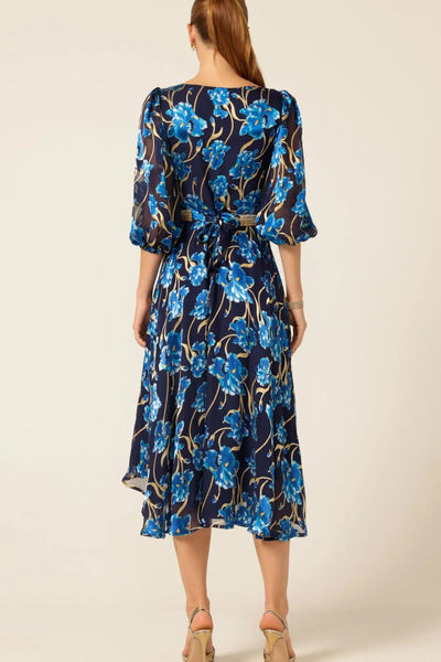 Linnee Wrap Midi Dress - Blue Iris