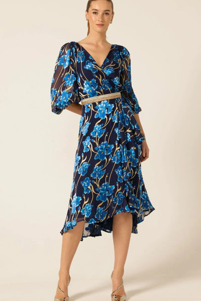 Linnee Wrap Midi Dress - Blue Iris