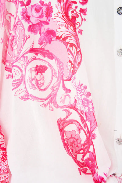 Tie Front Shirt with Sleeve Frill - Livin La Vida Rosa