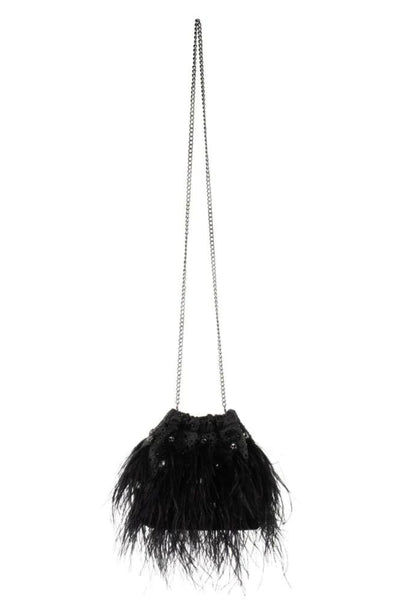 Livvy Feather Pouch - Black