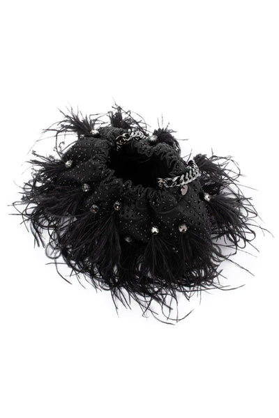 Livvy Feather Pouch - Black