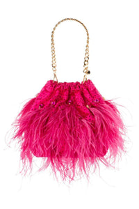 Livvy Feather Pouch - Fuchsia Pink