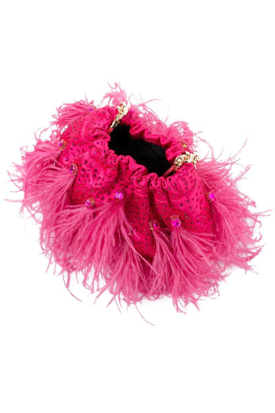 Livvy Feather Pouch - Fuchsia Pink