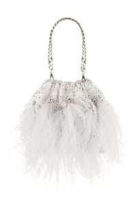 Livvy Feather Pouch - White