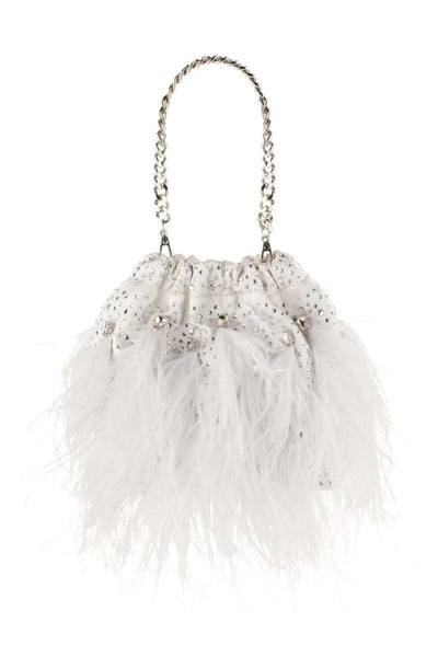 Livvy Feather Pouch - White