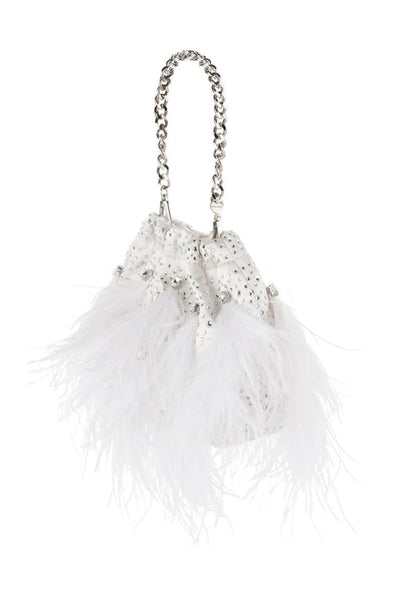 Livvy Feather Pouch - White