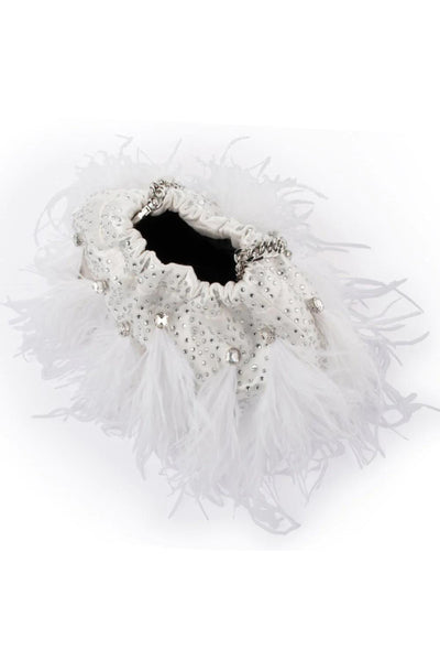 Livvy Feather Pouch - White