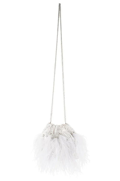 Livvy Feather Pouch - White