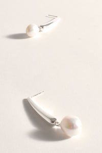 Long Drop Freshwater Pearl Earrings - Silver