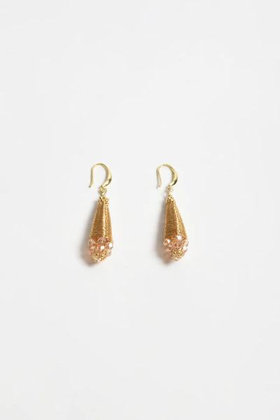 Long Woven Statement Earrings - Gold