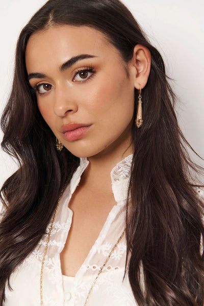 Long Woven Statement Earrings - Gold