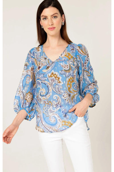 Los Padres Top - Sky Blue Paisley