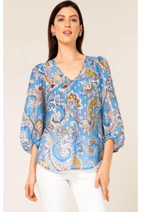 Los Padres Top - Sky Blue Paisley