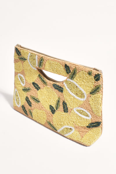 Lucielle Lemon Beaded Clutch - Yellow